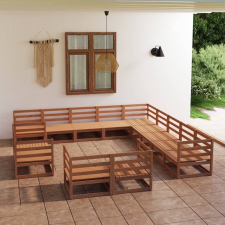 Set Divani da Giardino 13 pz in Legno Massello di Pino