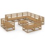 Set Divani da Giardino 12 pz Marrone Miele in Massello di Pino
