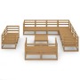 Set Divani da Giardino 12 pz Marrone Miele in Massello di Pino