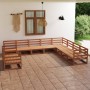 Set Divani da Giardino 10 pz Marrone Miele in Massello di Pino