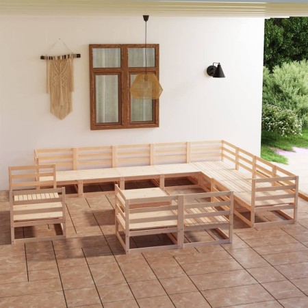 Set Divani da Giardino 13 pz in Legno Massello di Pino