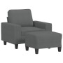 Poltrona con Poggiapiedi Grigio Scuro 60 cm in Tessuto