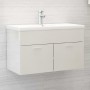 Mobile Bagno con Lavabo Integrato Bianco Lucido in Truciolato