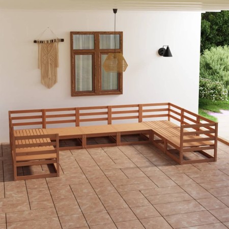 Set Divani da Giardino 9 pz in Legno Massello di Pino