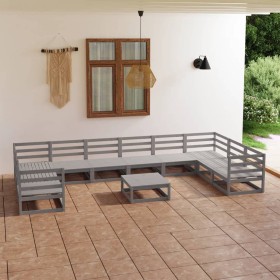 Set Divani da Giardino 11 pz in Legno Massello di Pino