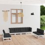 Set Divani da Giardino 8 pz con Cuscini Legno Massello Pino