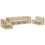 Set Divani da Giardino 8 pz con Cuscini Legno Massello Pino