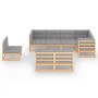 Set Salotto Giardino 8 pz Cuscini Antracite Legno Massello Pino