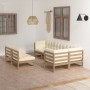 Set Salotto Giardino 7 pz Cuscini Antracite Legno Massello Pino