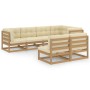 Set Salotto Giardino 7 pz Cuscini Antracite Legno Massello Pino
