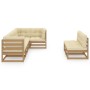 Set Salotto Giardino 7 pz Cuscini Antracite Legno Massello Pino