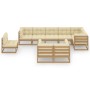 Set Salotto Giardino 9 pz Cuscini Antracite Legno Massello Pino