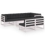 Set Salotto Giardino 8 pz Cuscini Antracite Legno Massello Pino