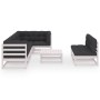 Set Salotto Giardino 8 pz Cuscini Antracite Legno Massello Pino