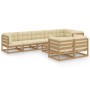 Set Salotto Giardino 9 pz Cuscini Antracite Legno Massello Pino