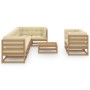 Set Salotto Giardino 9 pz Cuscini Antracite Legno Massello Pino