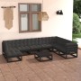 Set Salotto Giardino 9 pz Cuscini Antracite Legno Massello Pino