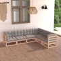 Set Divani Giardino 6 pz con Cuscini in Legno Massello di Pino