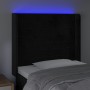 Testiera a LED nero 93x16x118/128 cm in Velluto