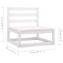 Set Salotto Giardino 7pz con Cuscini Bianco Legno Massello Pino