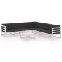 Set Salotto Giardino 8pz con Cuscini Bianco Legno Massello Pino