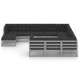 Set Divani da Giardino 11 pz Grigio Cuscini Massello di Pino