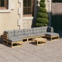 Set Salotto Giardino 8 pz Cuscini Antracite Legno Massello Pino