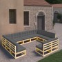 Set Divani Giardino 11 pz con Cuscini in Legno Massello di Pino