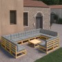 Set Divani Giardino 13 pz con Cuscini in Legno Massello di Pino