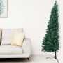 Albero di Natale a Metà Preilluminato con Palline Verde 150 cm