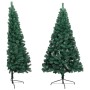 Albero di Natale a Metà Preilluminato con Palline Verde 150 cm