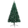 Albero di Natale a Metà Preilluminato con Palline Verde 150 cm