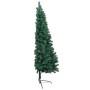 Albero di Natale a Metà Preilluminato con Palline Verde 150 cm