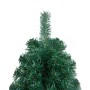 Albero di Natale a Metà Preilluminato con Palline Verde 150 cm