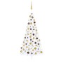 Set Albero Natale Artificiale a Metà LED Palline Bianco 240cm