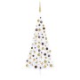 Set Albero Natale Artificiale a Metà LED Palline Bianco 180cm