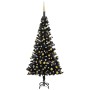 Albero di Natale Preilluminato con Palline Nero 150 cm PVC