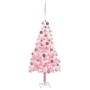 Albero di Natale Preilluminato con Palline Rosa 120 cm PVC