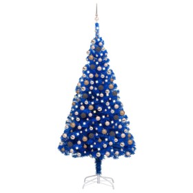 Albero di Natale Preilluminato con Palline Blu 240 cm PVC