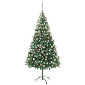 Albero di Natale Preilluminato Palline Bianco 210 cm 910 Rami