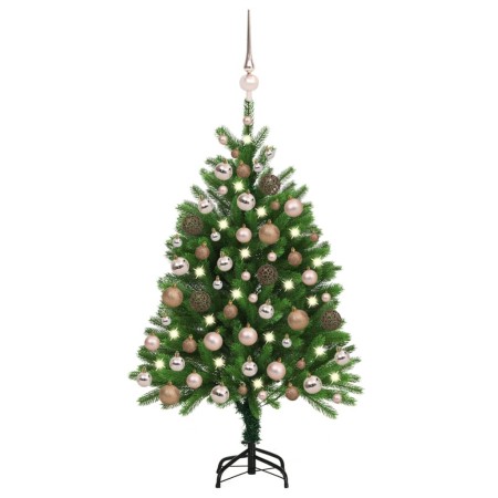 Albero di Natale Preilluminato con Palline Verde 120 cm