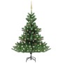 Albero Natale Artificiale Nordmann LED Palline Verde 120 cm