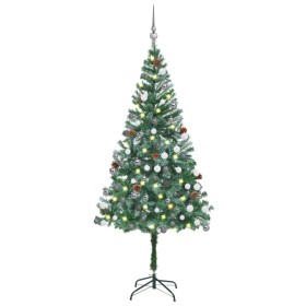 Albero di Natale Preilluminato con Palline e Pigne 180 cm