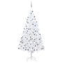 Albero di Natale Preilluminato con Palline Bianco 210 cm PVC