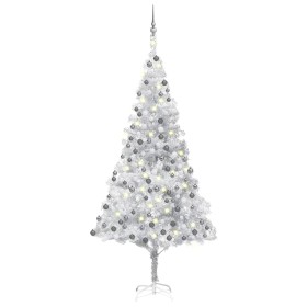 Albero di Natale Preilluminato con Palline Argento 240 cm PET