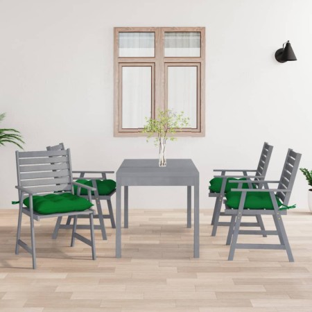 Sedie Pranzo per Esterni con Cuscini 4 pz Legno Massello Acacia