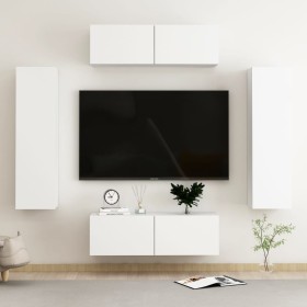 Set Mobili Porta TV 4 pz Bianco in Legno Multistrato