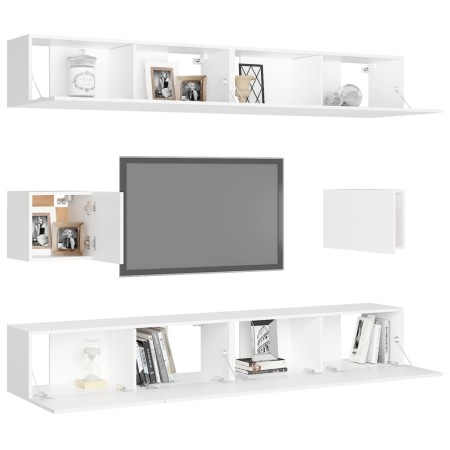 Set Mobili Porta TV 6 pz Bianco in Legno Multistrato