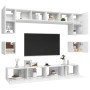 Set Mobili Porta TV 8 pz Bianco in Legno Multistrato