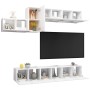 Set Mobili Porta TV 7 pz Bianco in Legno Multistrato